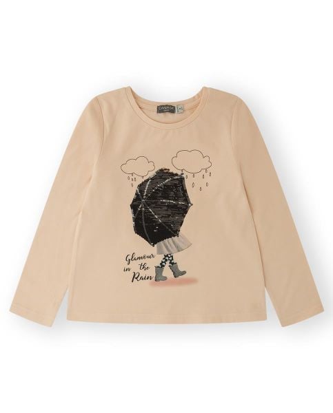 Canada House İşlemeli Şemsiyeli Kız Çocuk T-shirt