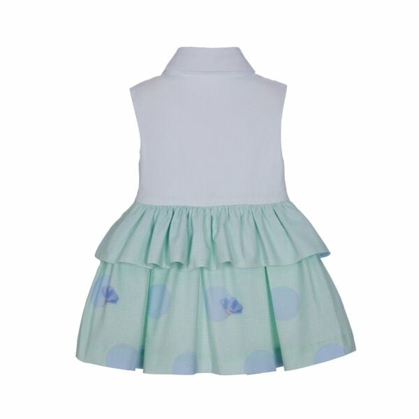 Pileli Gömlek Detaylı Fiyonklu Kız Çocuk Elbise