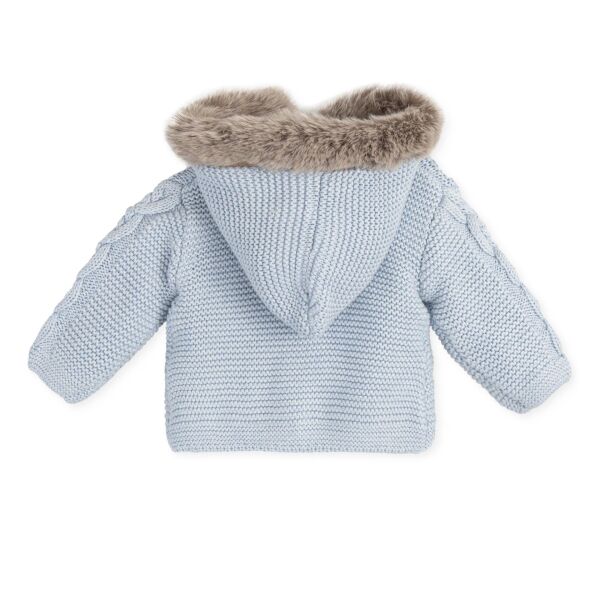 Tutto Piccolo Kürk Kapüşonlu Mavi Erkek Bebek Hırka