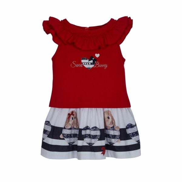 Fırfır Yaka Detaylı İşlemeli 2li Bluz Elbise Set