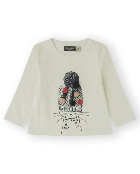 Canada House Ponpon Detaylı Kız Bebek T-shirt