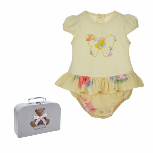 Çiçek Detaylı Bebe Yaka Kız Bebek Body Tulum