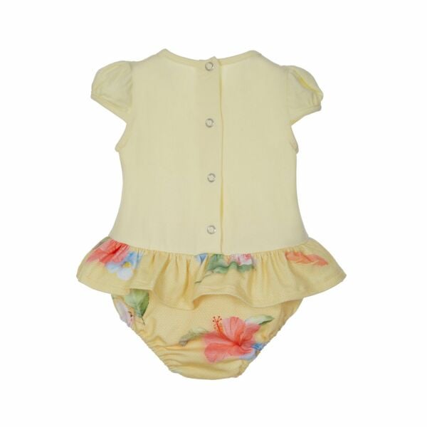 Çiçek Detaylı Bebe Yaka Kız Bebek Body Tulum