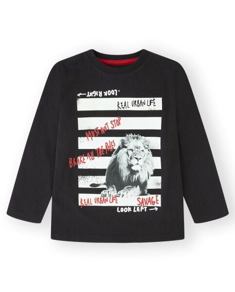 Canada House Aslan Baskılı Siyah Erkek Çocuk T-shirt