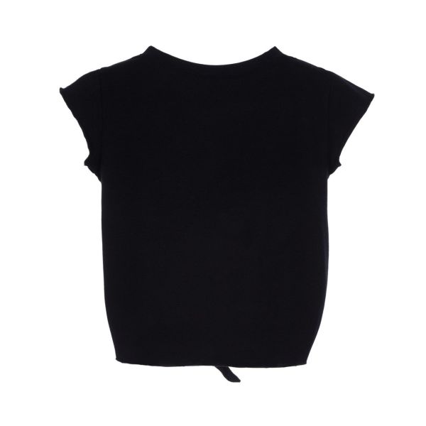 İşlemeli Belden Bağlamalı Kız Çocuk T-shirt