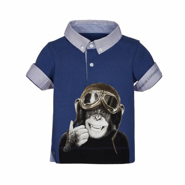Maymunlu Polo Yaka Erkek Çocuk T-shirt
