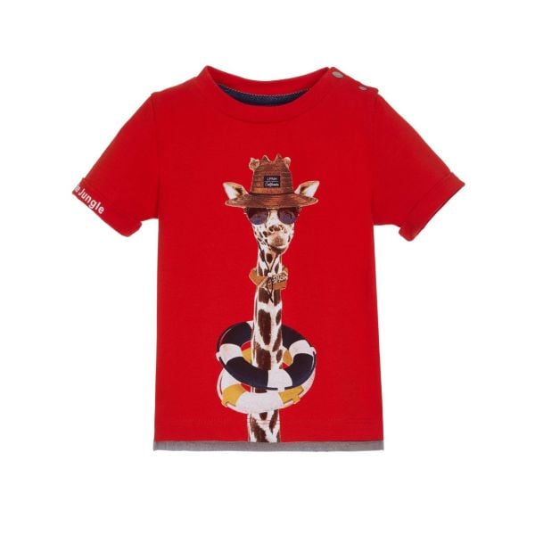 Bisiklet Yaka Zürafalı Erkek Bebek T-shirt