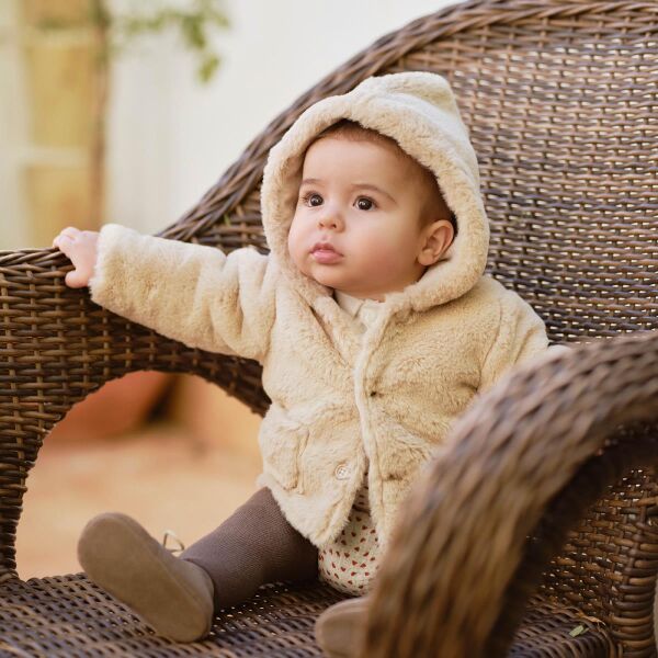 Tutto Piccolo Bej Kürklü Kapişonlu Mont