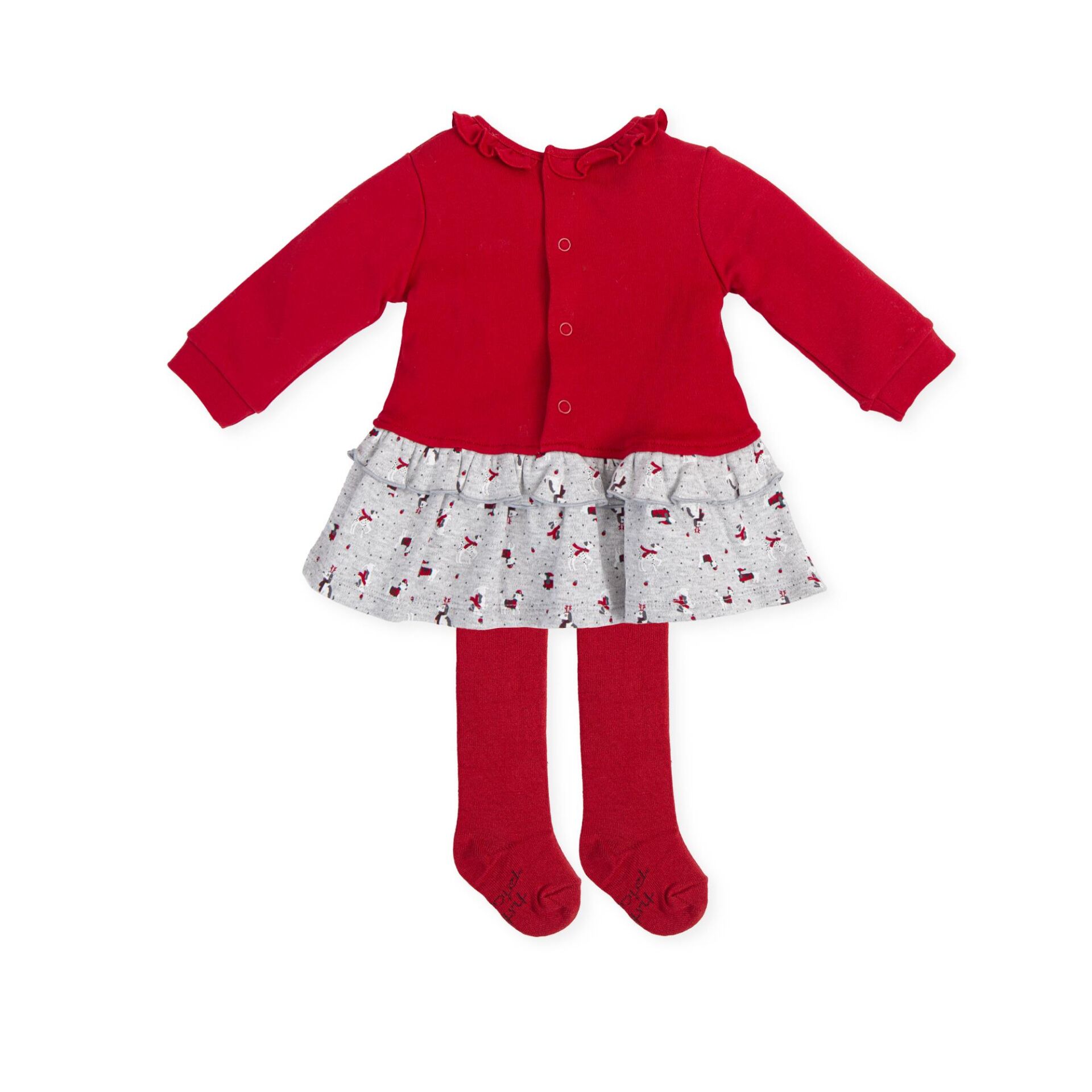 Tutto Piccolo Kırmızı 2li Kız Bebek Elbise - Çorap Set