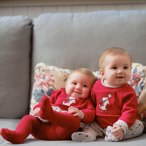 Tutto Piccolo Kırmızı 2li Kız Bebek Elbise - Çorap Set