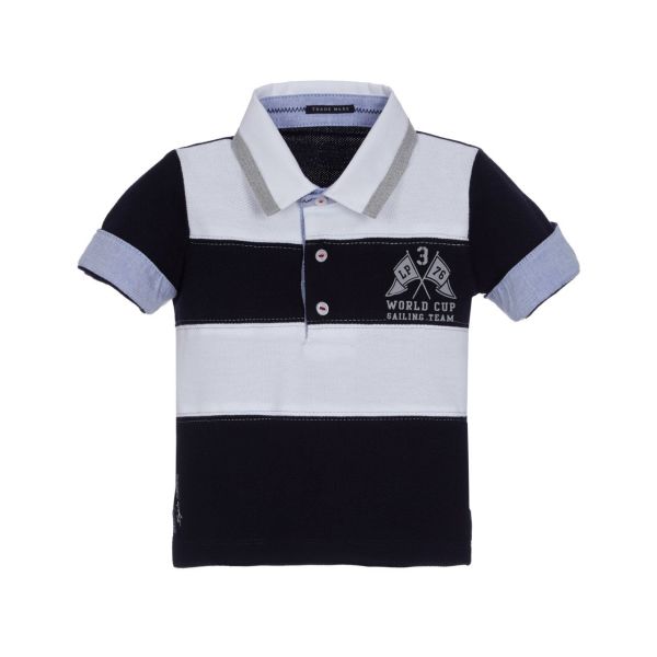 Yelken Baskılı Gömlek Detaylı Polo Yaka T-shirt