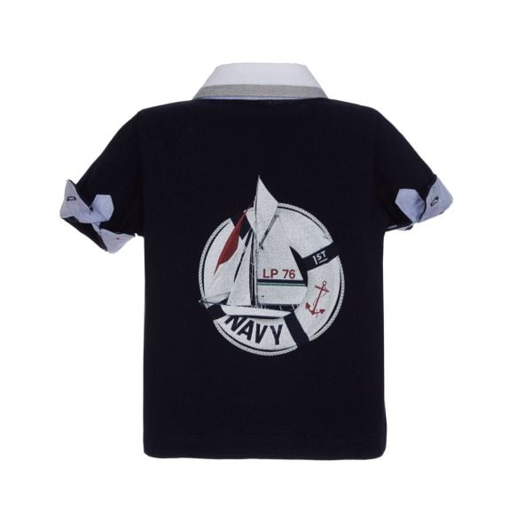 Yelken Baskılı Gömlek Detaylı Polo Yaka T-shirt