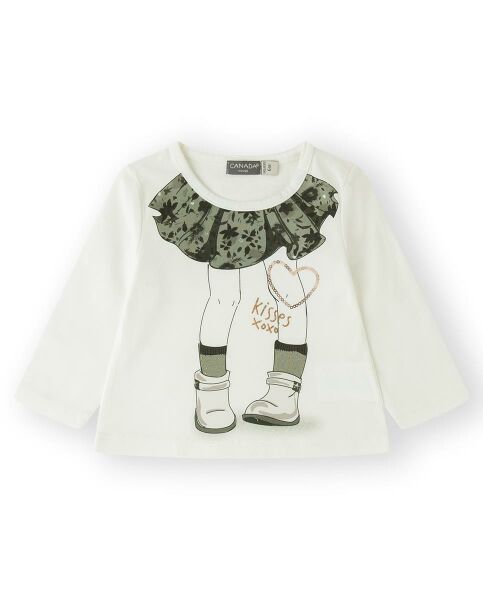 Canada House Parlak Pul Detaylı Kız Bebek T-shirt