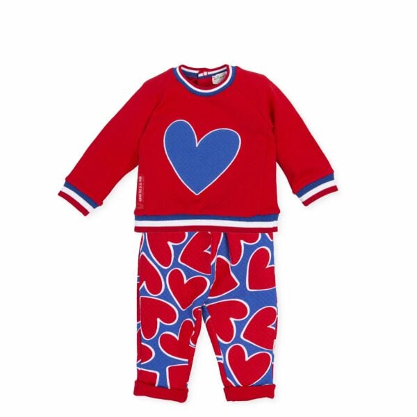 Kalp Desenli 2li Bluz Pantolon Set