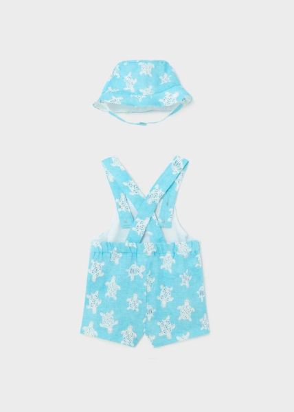 Mayoral Kaplumbağa Desenli 2li Erkek Bebek Salopet Şapka Set