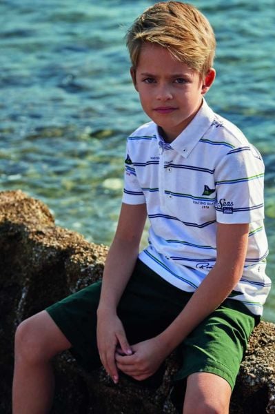 Denizci Temalı Gömlek Detaylı Polo Yaka T-shirt