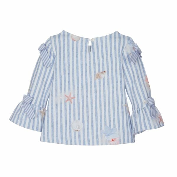Deniz Temalı Fiyonklu Kız Çocuk Bluz