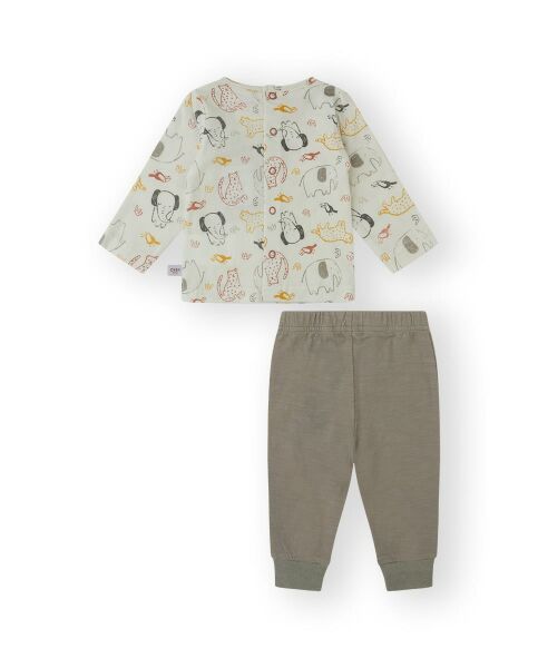Hayvan Desenli 2li Erkek Bebek Bluz Pantolon Set