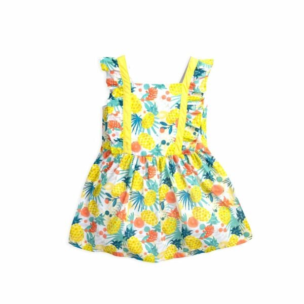 Meyve Desenli Sırt Dekolteli Elbise