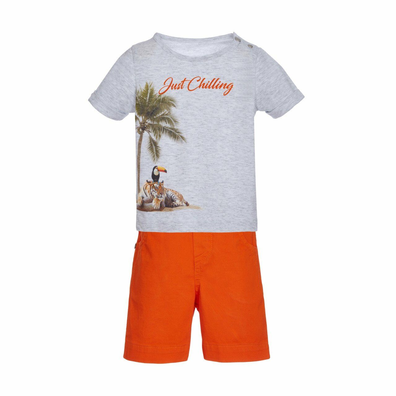 Bisiklet Yaka Beli Lastikli 2li T-shirt Şort Set