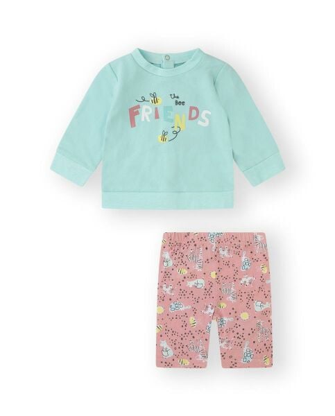 Canada House Renkli Kız Bebek 2li Sweatshirt Tayt Set