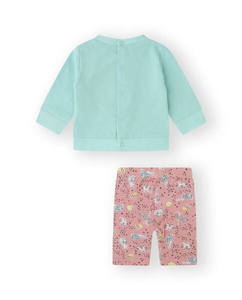 Canada House Renkli Kız Bebek 2li Sweatshirt Tayt Set