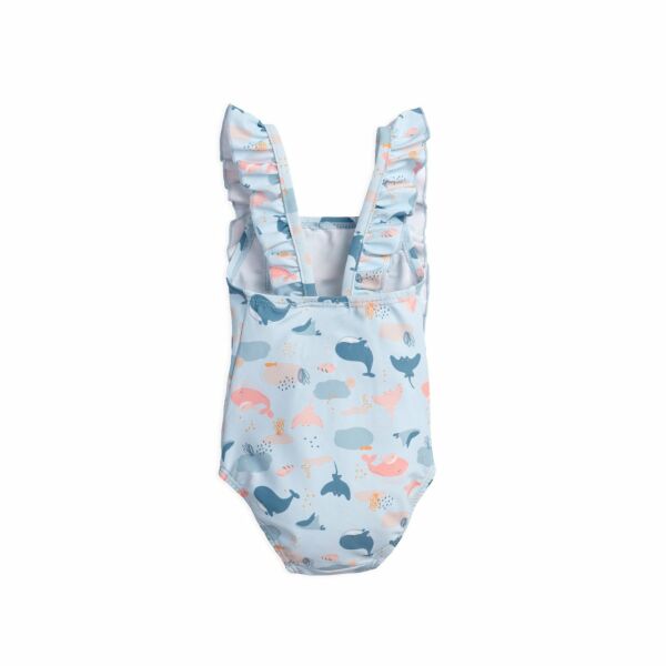 Balina Desenli Fırfırlı Mayo