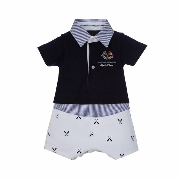 Gömlek Detaylı Polo Yaka Erkek Bebek Tulum