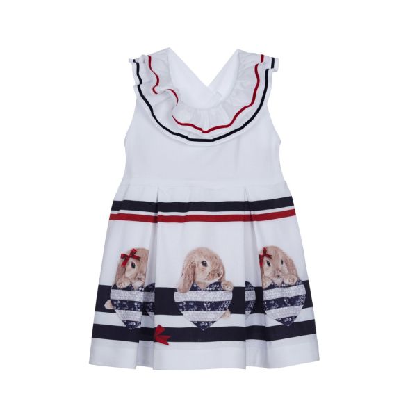 Tavşanlı Fiyonklu Fırfırlı Kız Çocuk Elbise