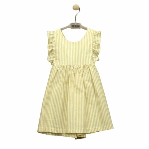 Fırfır Detaylı Çizgili Kız Çocuk Elbise