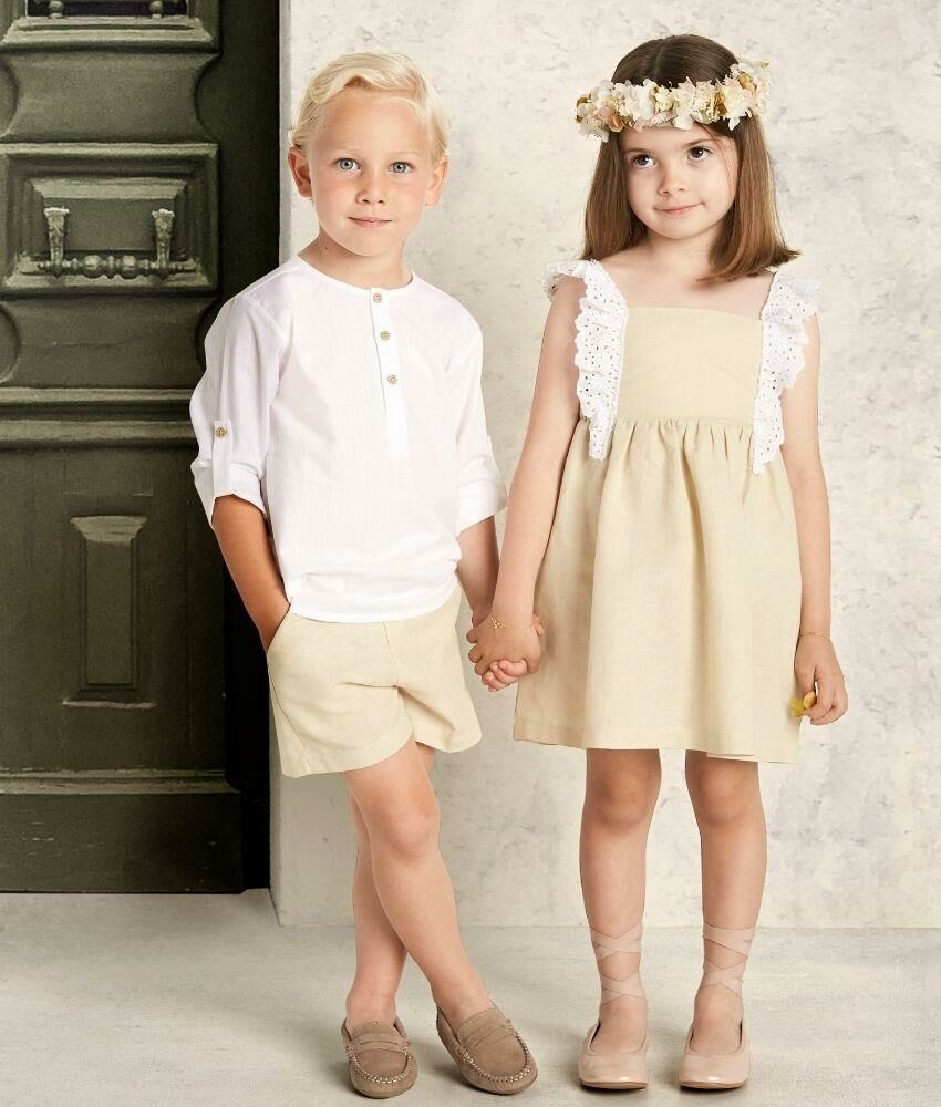 2li Keten Erkek Çocuk Gömlek - Şort Set