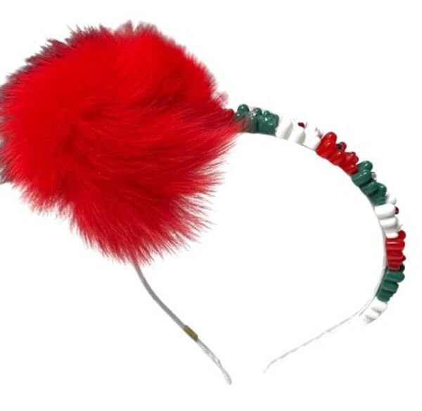 Bari Lynn Red Ponpon Saç Bandı