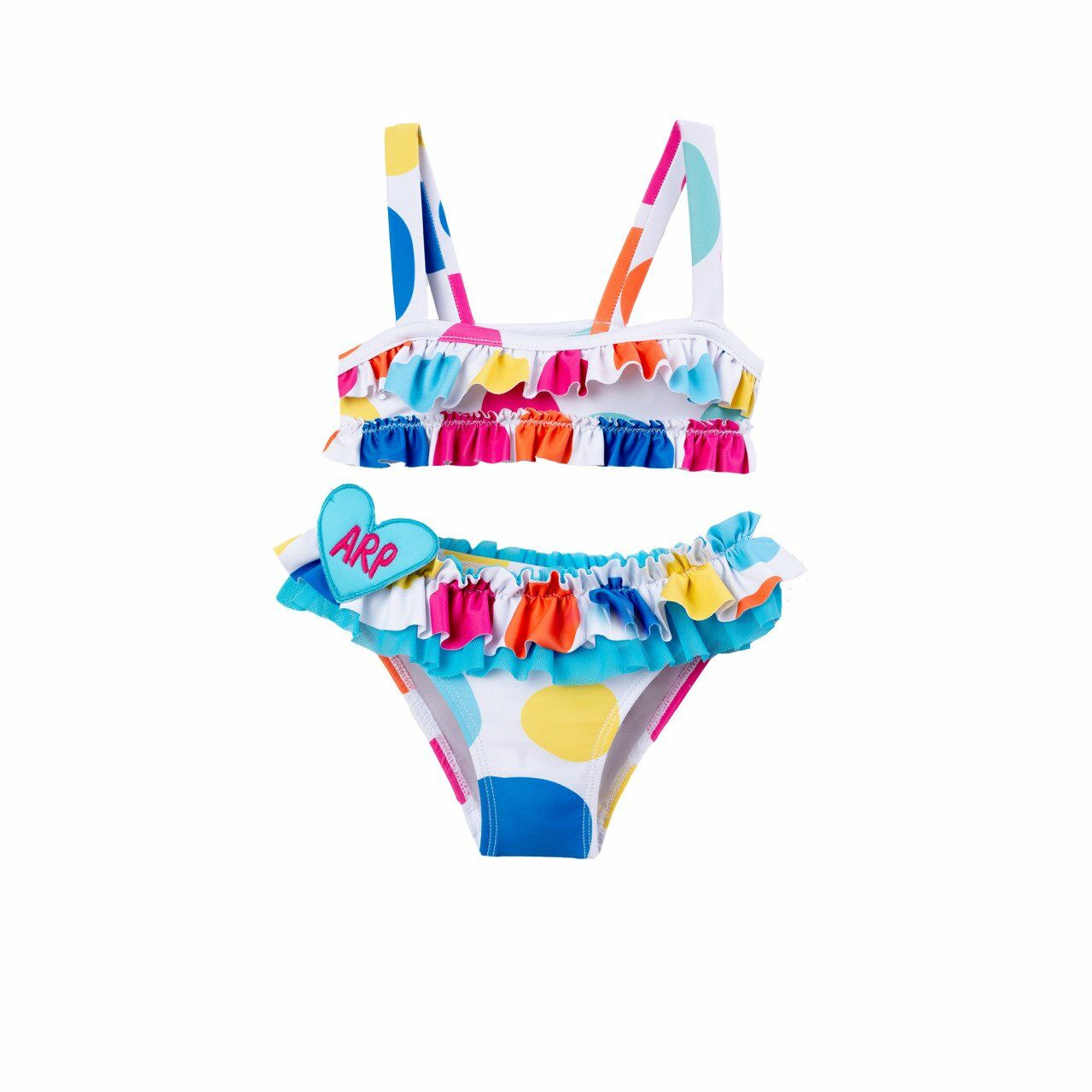 Renkli Puantiyeli Fırfırlı Bikini Set