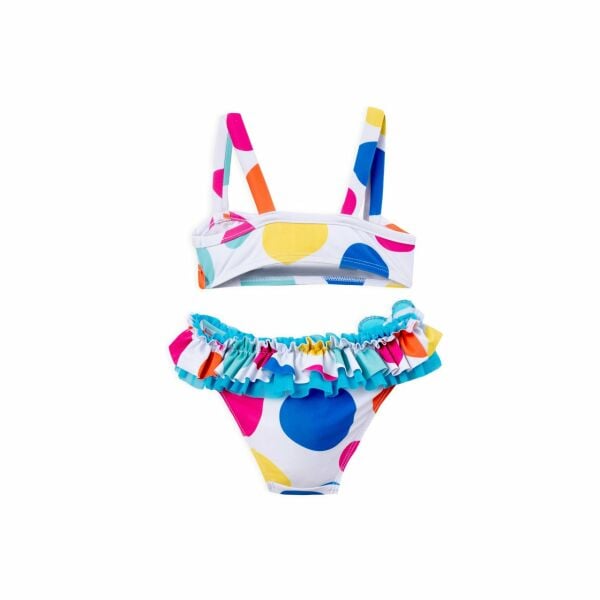 Renkli Puantiyeli Fırfırlı Bikini Set