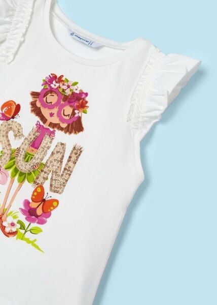 Mayoral Omuzları Fırfırlı Kız Çocuk T-shirt