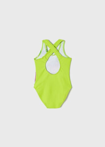 Sırtı Çapraz Askılı Yeşil Kız Çocuk Mayo