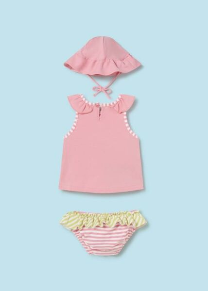 Mayoral 3lü Kız Bebek T-shirt Mayo Şapka Set