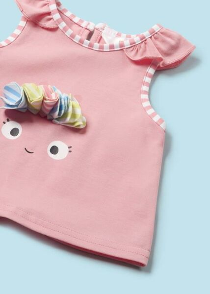Mayoral 3lü Kız Bebek T-shirt Mayo Şapka Set