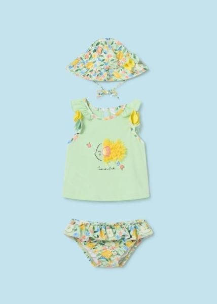 Mayoral 3lü Kız Bebek T-shirt Mayo Şapka Set