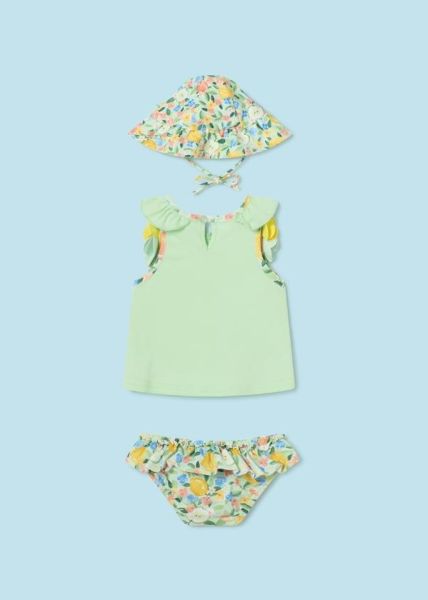 Mayoral 3lü Kız Bebek T-shirt Mayo Şapka Set