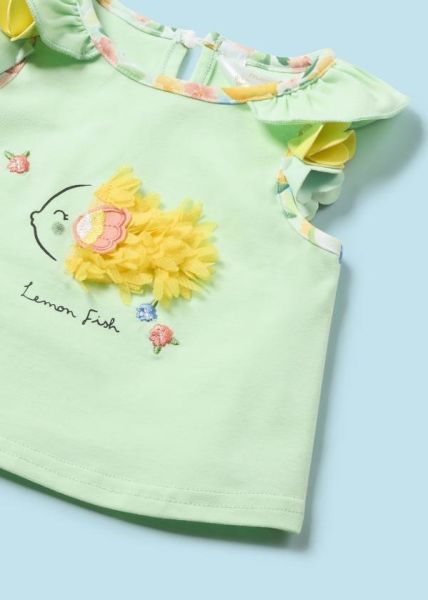 Mayoral 3lü Kız Bebek T-shirt Mayo Şapka Set