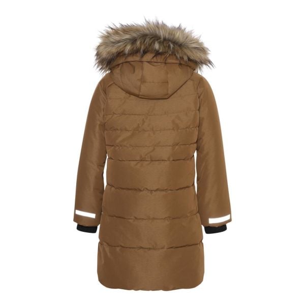 Kürk Kapüşonlu Uzun Kız Çocuk Puff Mont