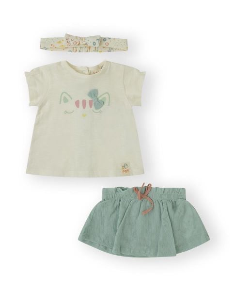 Canada House 3lü Kız Bebek T-shirt Etek Bant Set