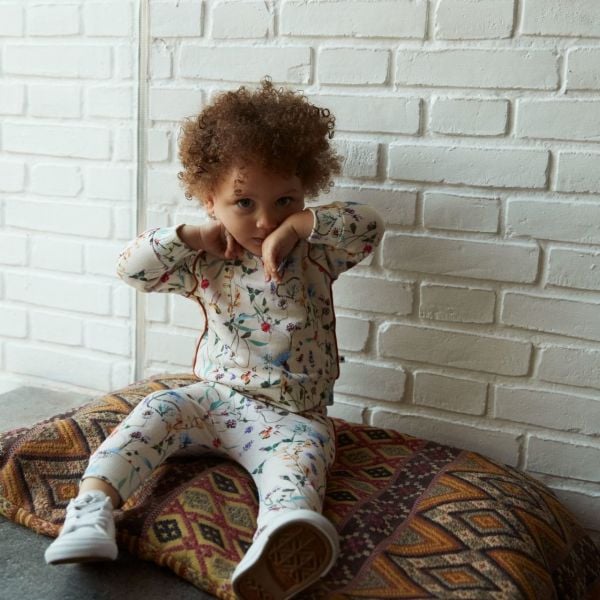 Çiçek Desenli Kız Çocuk Eşofman Altı