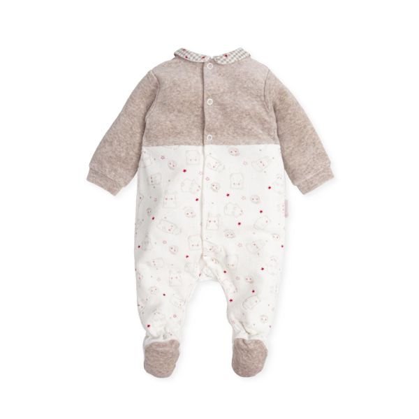 Tutto Piccolo Bej Kadife Erkek Bebek Tulum