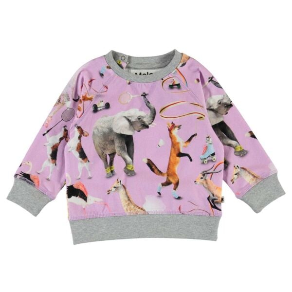 Hayvan Tema Baskılı Kız Bebek Sweatshirt