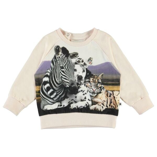 Hayvan Tema Baskılı Kız Bebek Sweatshirt