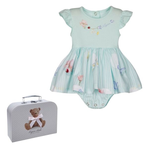 Çiçekli Kelebekli Kız Bebek Elbise Body