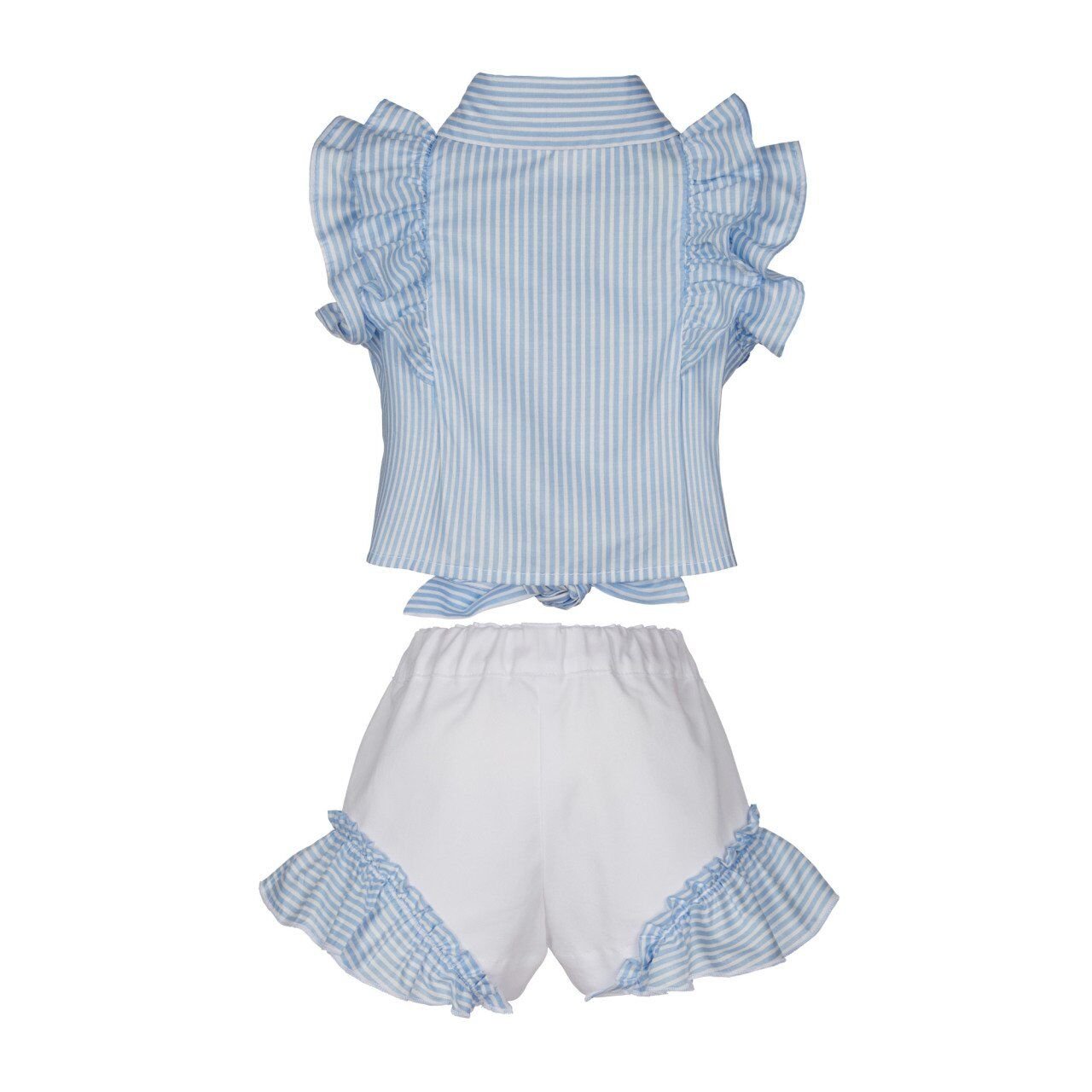 Çizgili 2li Kız Çocuk Gömlek Şort Set
