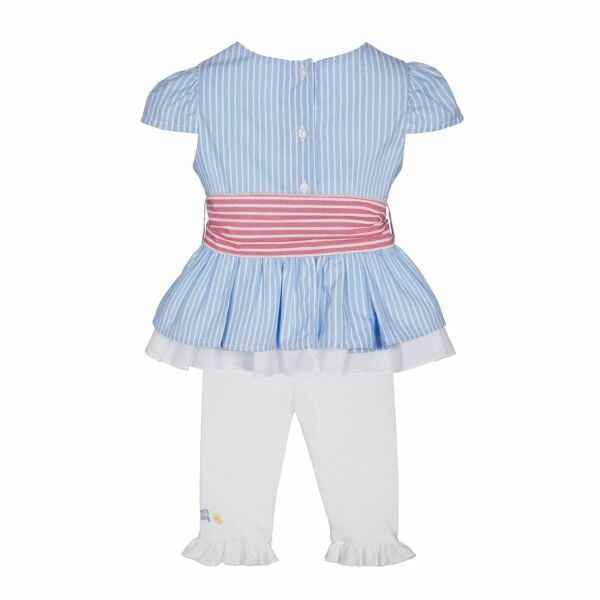 Fiyonklu Kuşaklı 2li Kız Çocuk Gömlek Tayt Set